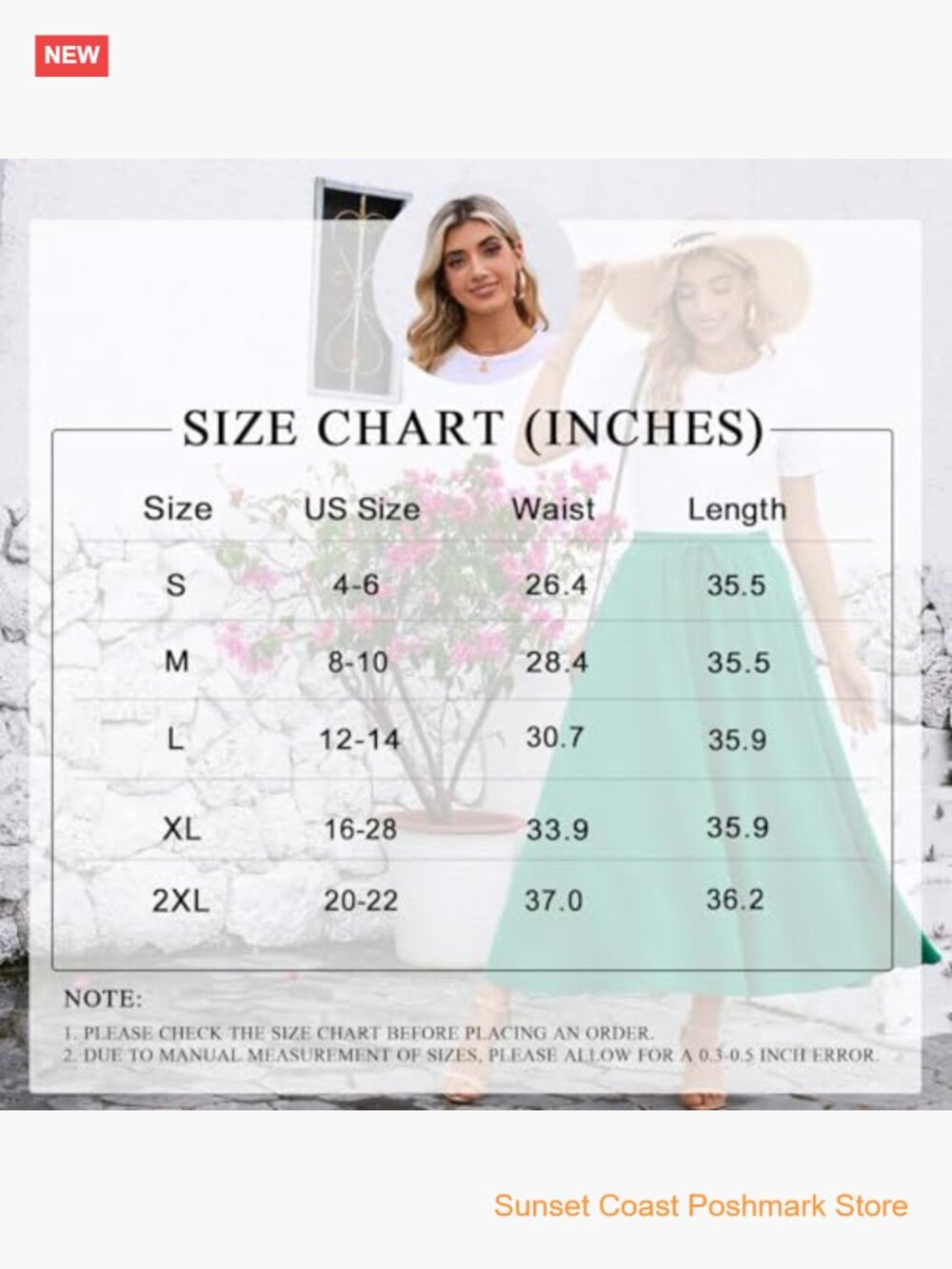 Flowy Maxi Skirt with Pockets Elastic Waist Boho Pleated Casual - Picture 5 of 7